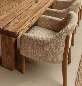 Modern Dining Chair Soft Fabric <b>Backrest</b> with Solid Mango wood for Kitchen Weddings Hotels Banquets Antique Design - Product Image 2
