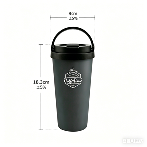 Gobelet isotherme en acier inoxydable CoffeeTime 500 ml Noir Design minimaliste avec couvercle Tasse de voyage Hauteur 18,3 cm - Product Image 1