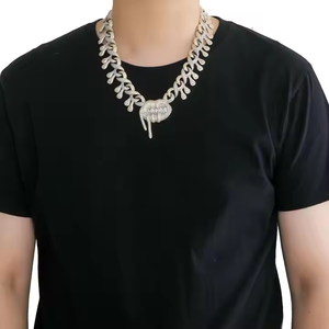 Unisex 925 Silver Moissanite <b>Statement</b> <b>Necklace</b> Animal Shape Pave Setting Rhodium Plated Link Chain Luxury Party Jewelry - Product Image 2