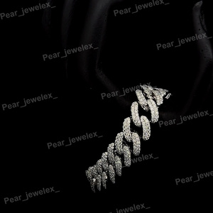 925 Silver Men's Iced Out Cuban Link <b>Bracelet</b> Rhodium Plated Moissanite Hip Hop Link <b>Bracelet</b> - Product Image 3