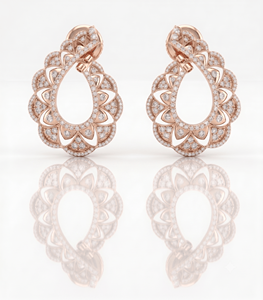 Boucles d'oreilles en spirale infinie avec diamants ronds pour femmes, bijoux de mariage de luxe, diamants naturels et de laboratoire - Product Image 1