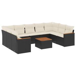 Conjunto de Sofás Modulares Grandes de Ratán PE Negro para Jardín, Colección de Muebles de Exterior Elegantes - Product Image 2