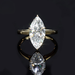 Anillo de Diamante Cultivado en Laboratorio con Corte Marquesa, Color E, Plata de Ley 925, Chapado en Oro, Certificado IGI, Joyería Clásica de Compromiso para Mujer - Product Image 1