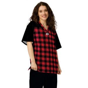 Venta al por Mayor de Camisetas de Fútbol Americano Personalizadas por Sublimación, Diseño a Cuadros Rojo y Negro, Uniformes Unisex para Equipos, Fabricación de Ropa al por Mayor OEM - Product Image 2