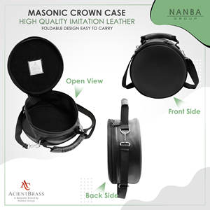 Black <b>Masonic</b> Regalia Cap Case Leather Freemason Hat Soft Carry Bag Zipper Closure Lightweight Customizable Excellent Protection - Product Image 6