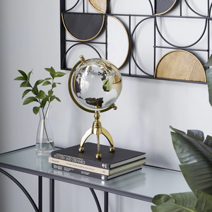 Luxury Polished Gold-Plated Metal <b>Rotating</b> World Globe for Modern <b>Desk</b> Decoration Office & Home Use - Product Image 6