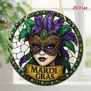 CIFbuy Décoration Murale en Acrylique Style Vitrail Vintage Masque de Mardi Gras pour Fête de Jardin Thème TikTok pour Service de Retrait Temu - Product Image 1