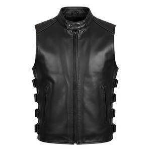 Nouveau Gilet en Cuir Perforé Noir pour Motard Professionnel 2026 avec Logo Personnalisé - Product Image 1