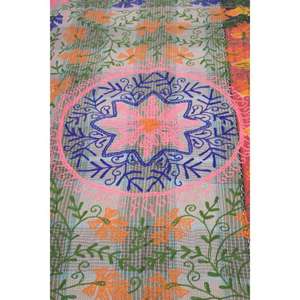 Vintage Kantha Suzani <b>Quilt</b> Lavinas Brand Handmade 100% Cotton Embroidered Floral Boho Bedspread Indian <b>Throw</b> Blanket Washable - Product Image 3