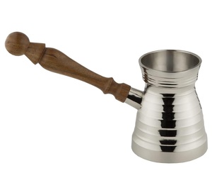 Cafetera Turca, Griega y Árabe de Latón Grabado, Cafetera para Estufa, Cezve, Ibrik, Briki con Mango de Madera - Product Image 2