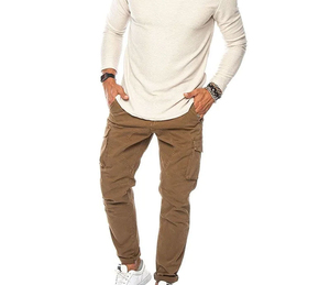 Pantalon cargo en toile pour homme, léger, taille haute, personnalisable, de haute qualité, avec cordon de serrage, coupe-vent et respirant - Product Image 3