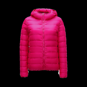 Fabrication OEM ODM sur mesure de vestes d'hiver chaudes à capuche pour femmes, manteau léger en duvet orange, veste extérieure entièrement zippée, usine de fabrication - Product Image 2
