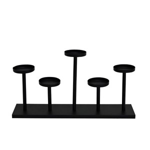 Candelabro Menorah de Estructura Curva con Brazos Extendidos, Metal Negro, Centro de Mesa Decorativo, Ideal para Decoración del Hogar y Eventos - Product Image 5