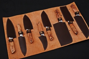 Custom 8PCS Hand Forged Damascus Kitchen <b>Knife</b> Set Chef Nakiri Cleaver Santoku <b>Bread</b> Utility Paring <b>Knives</b> Olive Wood Handle OEM - Product Image 5