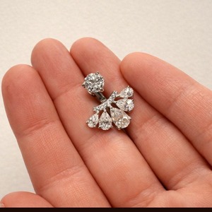 Moissanite Pear Shape Ear Jacket Front <b>Back</b> Moissanite Diamond Stud <b>Earrings</b> 925 Sterling <b>Silver</b> Wedding Jewelry - Product Image 3