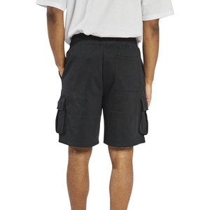 Shorts cargo en molleton noir pour homme, taille élastique, cordon de serrage, poches à rabat, coupe ample, style streetwear décontracté, OEM, vente en gros, approvisionnement en vrac - Product Image 4