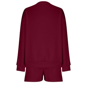 Conjunto de Sudadera y Pantalones Cortos de Invierno para Mujer, Corte Regular, Cintura Alta, Transpirable, Poliéster/Algodón por HI 2026 - Product Image 3