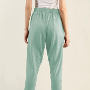 Women's Mint Green <b>Harem</b> Pants Elastic Waist Ankle-Length Loose Fit Casual Spring Knitted Solid Color Button Detail - Product Image 6