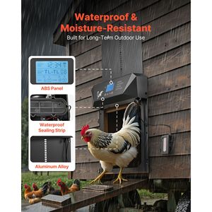 Porta Automatica per Pollaio con Display LCD e Sensore Luce, Alimentazione a Batteria DC, Impostazione Timer Manuale, Funzione Anti-Ribaltamento - Product Image 6