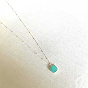 Turquoise Square Pendant Sterling Silver Adjustable <b>Chain</b> Blue Stone Children's Rhodium Plated Handmade Necklace Jewelry - Product Image 3