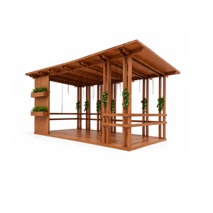 Pérgola Moderna de Madera de Teca Sólida para Exteriores con Jardinera, Gazebo de Lujo para Jardín, Patio, Resort, Villa, Refugio para Patio Trasero - Product Image 2