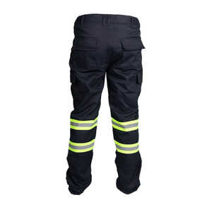 Pantalones de trabajo de seguridad Premium Hi Vis Pantalón azul marino Flex Fit con cremallera en la pierna Tamaño de alta visibilidad W36 "X L30" - Product Image 2