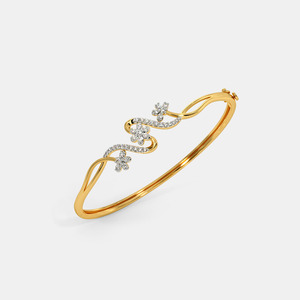 กำไลข้อมือทองคำประดับเพชรเพาะเลี้ยงรูปดอกไม้ที่งดงาม - Product Image 5