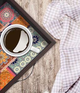 Elephant Printed Wooden <b>Square</b> Serving Trays with Metal Handled for <b>Dinning</b> <b>Table</b> Home and Office Multipurpose for Gift for Sell - Product Image 5