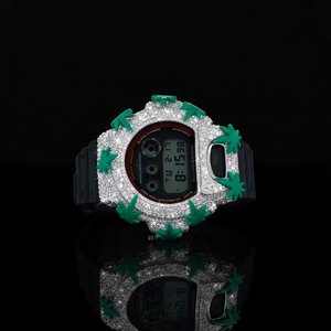 Montre en quartz de qualité export, entièrement sertie de moissanite, avec cadran en cristal de saphir, légère, pour le style urbain et les mariages - Product Image 1