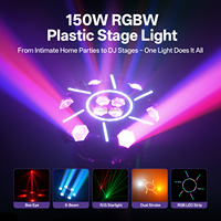 U`King 150W LED RGBW Six bras à faisceau laser mobile, effet ciel étoilé rouge et vert, éclairage de scène pour discothèque, DJ, bar, fête