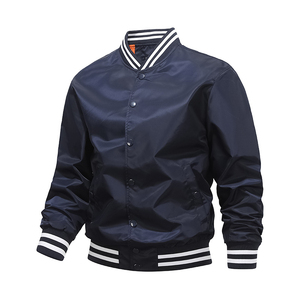 Veste de baseball pour homme, couleur unie, coupe classique, polyester, col rabattu, style décontracté, vêtements d'automne - Product Image 2