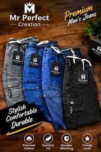 Pantalones Vaqueros de Mezclilla para Hombre, Diseño de Seis Bolsillos, Pantalones Casuales, Elegantes y Utilitarios, Pantalones Cargo Modernos, Cómodos para el Uso Diario - Product Image 5