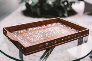 Bone Arabian Style Decorative Tray Gold Arabic Calligraphy Carved Handmade Eco-Friendly Home Decoration Religious Theme Custom - Product Image 5