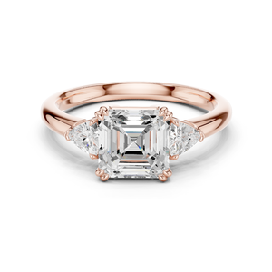 Anillo de Diamante Cultivado en Laboratorio con Corte Asscher y Trillion de Calidad Premium en Oro Rosa de 14K, Certificado GRA, Joyería Fina de Lujo al por Mayor OEM - Product Image 1