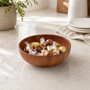 Tazón Decorativo de Madera para Servir, Tazón de Madera Natural para Ensaladas y Frutas, Hecho a Mano, Rústico, Vajilla para Cocina y Comedor, Centro de Mesa Rústico para el Hogar - Product Image 5