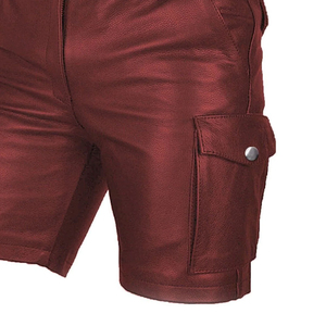 Shorts cargo rouges pour hommes, taille mi-haute, fermeture éclair, style décontracté avec poches, tissu respirant - Product Image 5