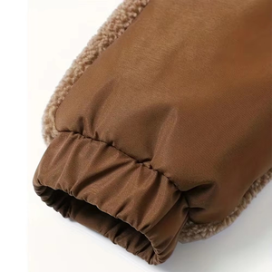 <b>Sherpa</b> <b>Fleece</b> Jackets Brown Color Outdoor Full Zip Long Sleeves Windproof Canvas Stand Collar Vintage Winter OEM Service Front - Product Image 5