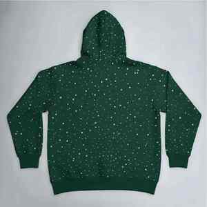 Sudadera con capucha extragrande de algodón 100% de 460 g/m² con cremallera completa, diseño gráfico de estrellas con pedrería y puntos, lavado ácido y efecto desgastado, estilo French Terry. - Product Image 2