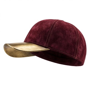 Casquette de baseball en denim extensible bordeaux avec visière dorée, respirante et imperméable, réglable, pour femme, style décontracté - Product Image 1