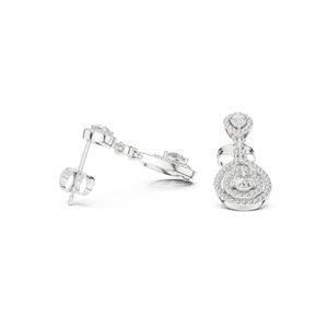 Pendientes de Diamantes Cultivados en Laboratorio, Redondos y en Forma de Pera, de Oro Blanco de 14K, para Mujer |   Diamante Cultivado Nuevo - Product Image 5