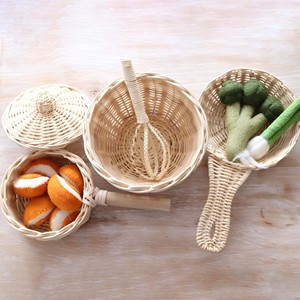 Jouet d'appareil de cuisine en rotin naturel, ensemble de cuisine pour enfants, jouets de pâtisserie, ensembles de cuisine pour bébés et tout-petits - Product Image 1