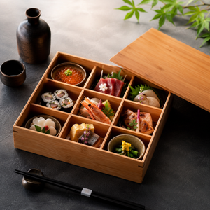 Caja de Presentación de Sushi Japonesa Premium, Bandeja de Servicio con Compartimentos de Madera, Caja Bento de Lujo para Restaurante, Hotel, Catering - Product Image 6