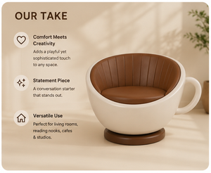 Fauteuil de salon moderne en forme de tasse à café, fauteuil d'appoint luxueux rembourré pour salon, hôtel, café - Product Image 5