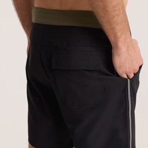 Custom Men Solid Black Board Shorts Quick Dry Swim Trunks <b>Elastic</b> Waist Beach Shorts Summer Surf Wear OEM Board Shorts With Pock - Product Image 3