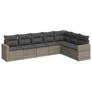 Set Divano da Giardino in Rattan Grigio 6 Posti, Arredamento da Esterno Contemporaneo Resistente alle Intemperie, Set Lounge da Patio - Product Image 4