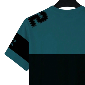 Mens Teal Black Sublimation Sports T <b>Shirt</b> Short Sleeve Quick Dry Breathable <b>100</b>% <b>Polyester</b> Regular Fit Athletic Gym Running - Product Image 4