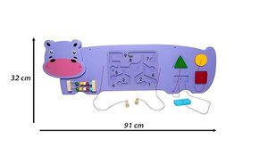 Panel de Actividades Montessori de Madera con Forma de Hipopótamo para Niños Pequeños, Tablero Sensorial de Aprendizaje con Laberinto Magnético de Cuentas - Product Image 4