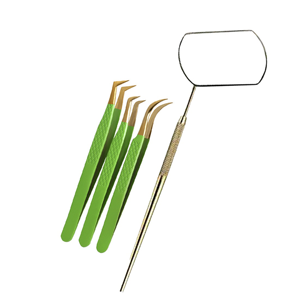 High Quality Green Mirror Polish Stainless Steel Eyelash Extension Tweezers Pointed Tip Volume Lash Beauty <b>Precision</b> <b>Tool</b> - Product Image 1