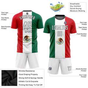 Uniforme de Fútbol con Diseño de Sublimación de la Bandera Mexicana, Conjunto Completo que Incluye Camisetas, Pantalones Cortos, Nombre y Marca del Equipo para Partidos de Club - Product Image 2