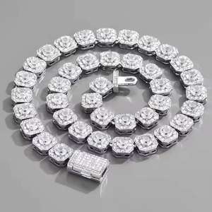 Cadena Cubana Infinita de Plata de Ley Chapada en Oro con Diamantes Redondos Cultivados en Laboratorio, Estilo Hip Hop, Unisex, de Fabricante Indio - Product Image 2